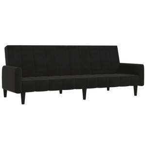 2-osobowa sofa rozkładana, czarna, obita mikrofibrą