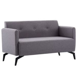 2-osobowa sofa tapicerowana tkaniną, 115x60x67 cm, jasnoszara