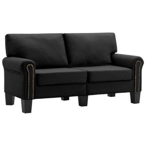 2-osobowa sofa, czarna, tapicerowana tkaniną