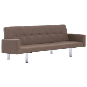 Sofa rozkładana z podłokietnikami, brązowa, poliester
