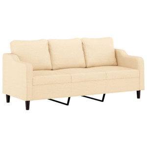 3-osobowa sofa, kremowa, 180 cm, tapicerowana tkaniną