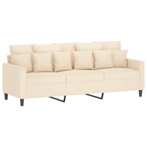 Sofa 3-osobowa, kremowy, 180 cm, tapicerowana aksamitem