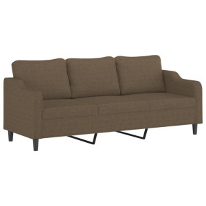 Sofa 3-osobowa, brązowa, 210 cm, tapicerowana tkaniną