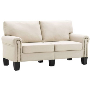 2-osobowa sofa, kremowa, tapicerowana tkaniną