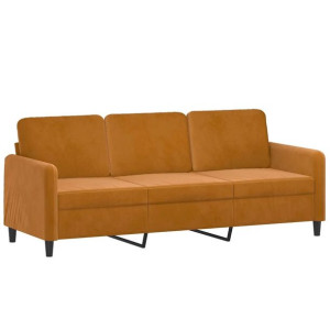 Sofa 3-osobowa, brązowa, 180 cm, tapicerowana aksamitem
