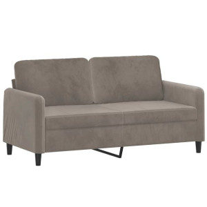 Sofa 2-osobowa, jasnoszara, 140 cm, tapicerowana aksamitem