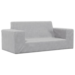 2-os. sofa dla dzieci, jasnoszara, miękki plusz