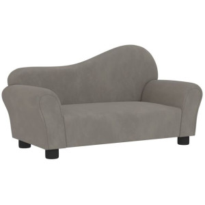Sofa dla dziecka, jasnoszara, obita aksamitem