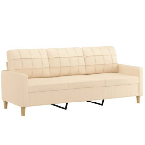 3-osobowa sofa, kremowa, 180 cm, tapicerowana tkaniną