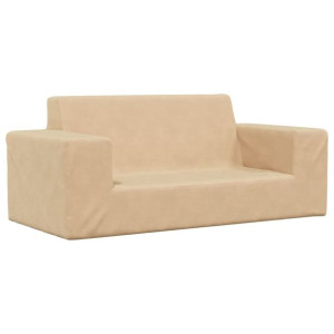 2-os. sofa dla dzieci, kremowa, miękki plusz