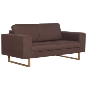 2-osobowa sofa tapicerowana tkaniną, brązowa