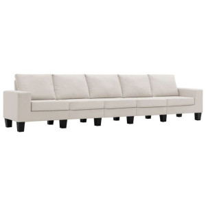 5-osobowa sofa, kremowa, tapicerowana tkaniną