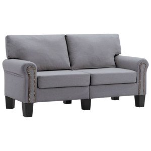 Sofa 2-osobowa, jasnoszara, tapicerowana tkaniną