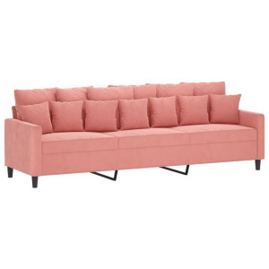 Sofa 3-osobowa, różowa, 210 cm, obita aksamitem