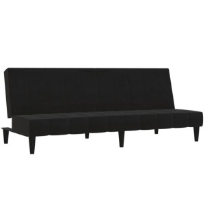 2-osobowa sofa rozkładana, czarna, obita mikrofibrą