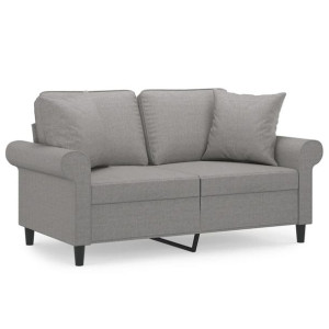 2-osobowa sofa z poduszkami, jasnoszara, 120 cm, tkanina