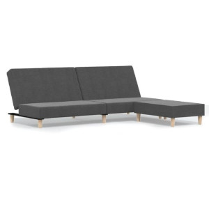 2-osobowa sofa z podnóżkiem, ciemnoszara, tapicerowana tkaniną