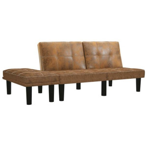 2-osobowa sofa, brązowa, sztuczna skóra zamszowa