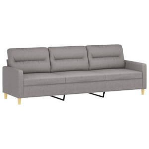Sofa 3-osobowa, jasnoszara, 210 cm, tapicerowana tkaniną