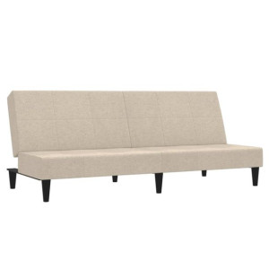 2-osobowa sofa rozkładana, kremowa, obita mikrofibrą