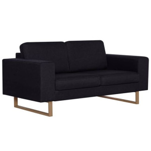 2-osobowa sofa tapicerowana tkaniną, czarna