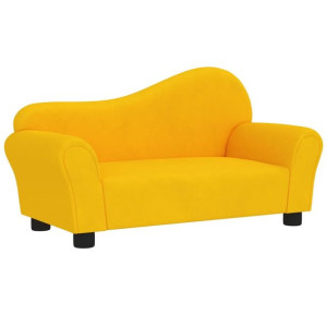 Sofa dla dziecka, żółta, obita aksamitem