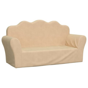 2-os. sofa dla dzieci, kremowa, miękki plusz