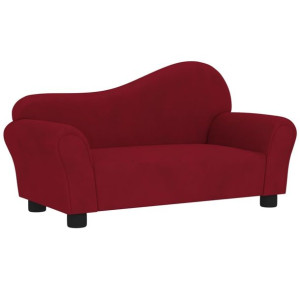 Sofa dla dziecka, winna czerwień, obita aksamitem
