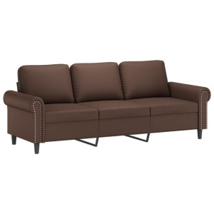 3-osobowa sofa, brązowa, 180 cm, sztuczna skóra