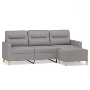 3-osobowa sofa z podnóżkiem, jasnoszara, 180 cm, tkaniną