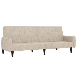 2-osobowa sofa rozkładana, kremowa, obita mikrofibrą
