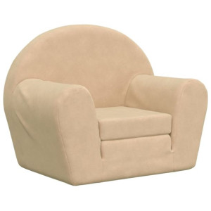 Sofa dziecięca, kremowa, miękki plusz