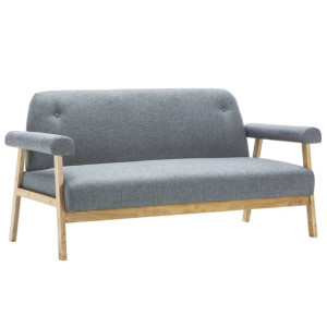 Sofa dla 3 osób, tapicerowana tkaniną, jasnoszara
