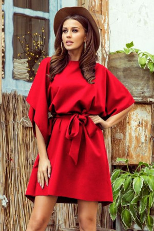 287-3 sofia sukienka motyl - czerwona