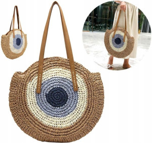 Klasyczna Torebka torba okrągła słomiana boho