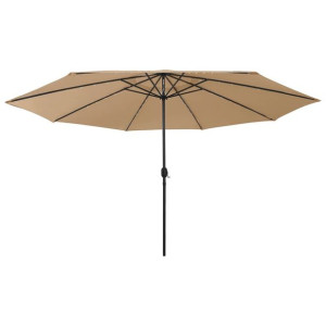 Parasol ogrodowy z LED i metalowym słupkiem, 400 cm, taupe