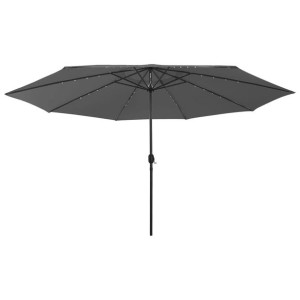 Parasol ogrodowy z LED i metalowym słupkiem, 400 cm, antracyt