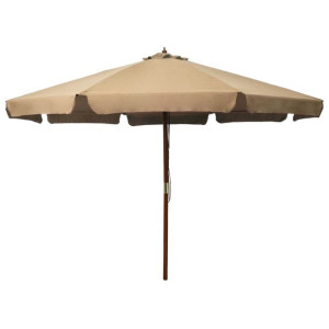 Parasol ogrodowy na drewnianym słupku, 330 cm, taupe