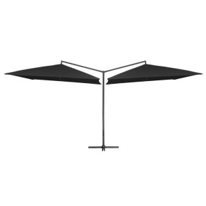 Podwójny parasol na stalowym słupku, 250 x 250 cm, czarny