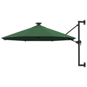 Parasol ścienny z LED, na metalowym słupku, 300 cm, zielony