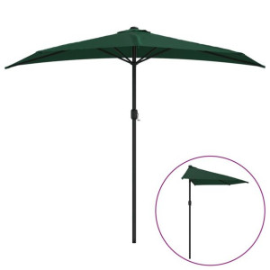 Półparasol balkonowy na słupku z aluminium, 270x135 cm, zielony