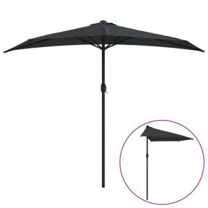 Półparasol balkonowy, aluminiowy słupek, czarny, 270x135x245 cm