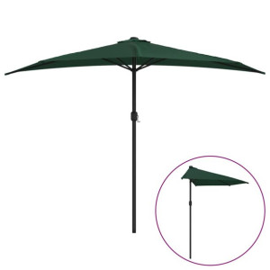 Półparasol balkonowy na słupku z aluminium, 300x150 cm, zielony