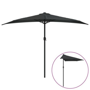 Półparasol balkonowy, aluminiowy słupek, czarny, 300x150x253 cm