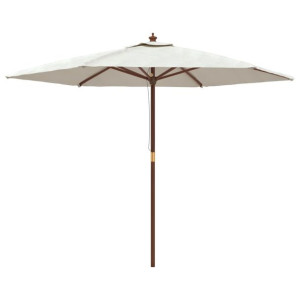 Parasol ogrodowy na drewnianym słupku, piaskowy, 299x240 cm