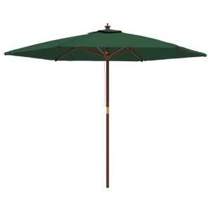 Parasol ogrodowy na drewnianym słupku, zielony, 299x240 cm