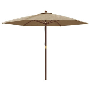 Parasol ogrodowy na drewnianym słupku, kolor taupe, 299x240 cm