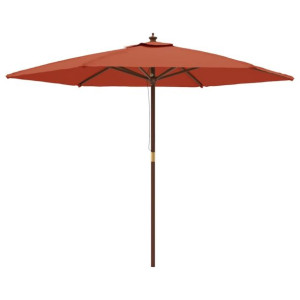 Parasol ogrodowy na drewnianym słupku, terakotowy, 299x240 cm