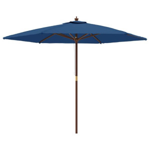 Parasol ogrodowy na drewnianym słupku, lazurowy, 299x240 cm