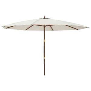 Parasol ogrodowy na drewnianym słupku, piaskowy, 400x273 cm